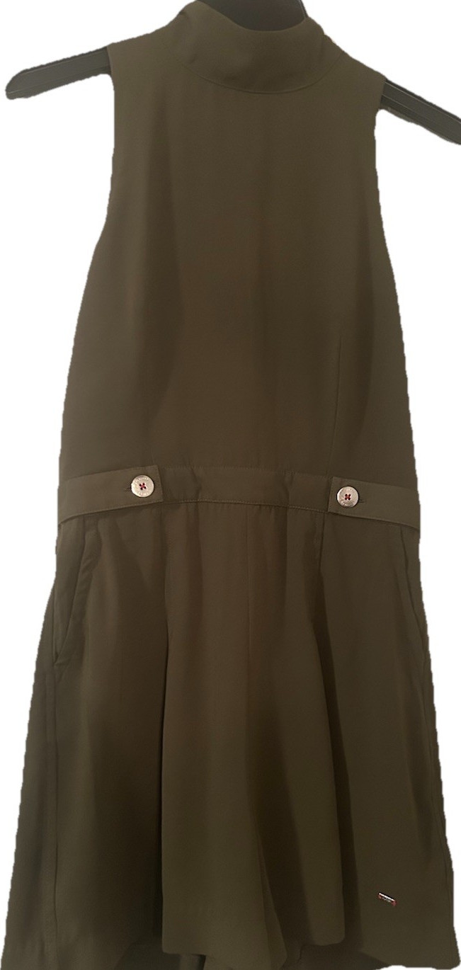 Tommy Hilfiger Women’s Olive Green Sleeveless Romper w/ Pockets Size 4