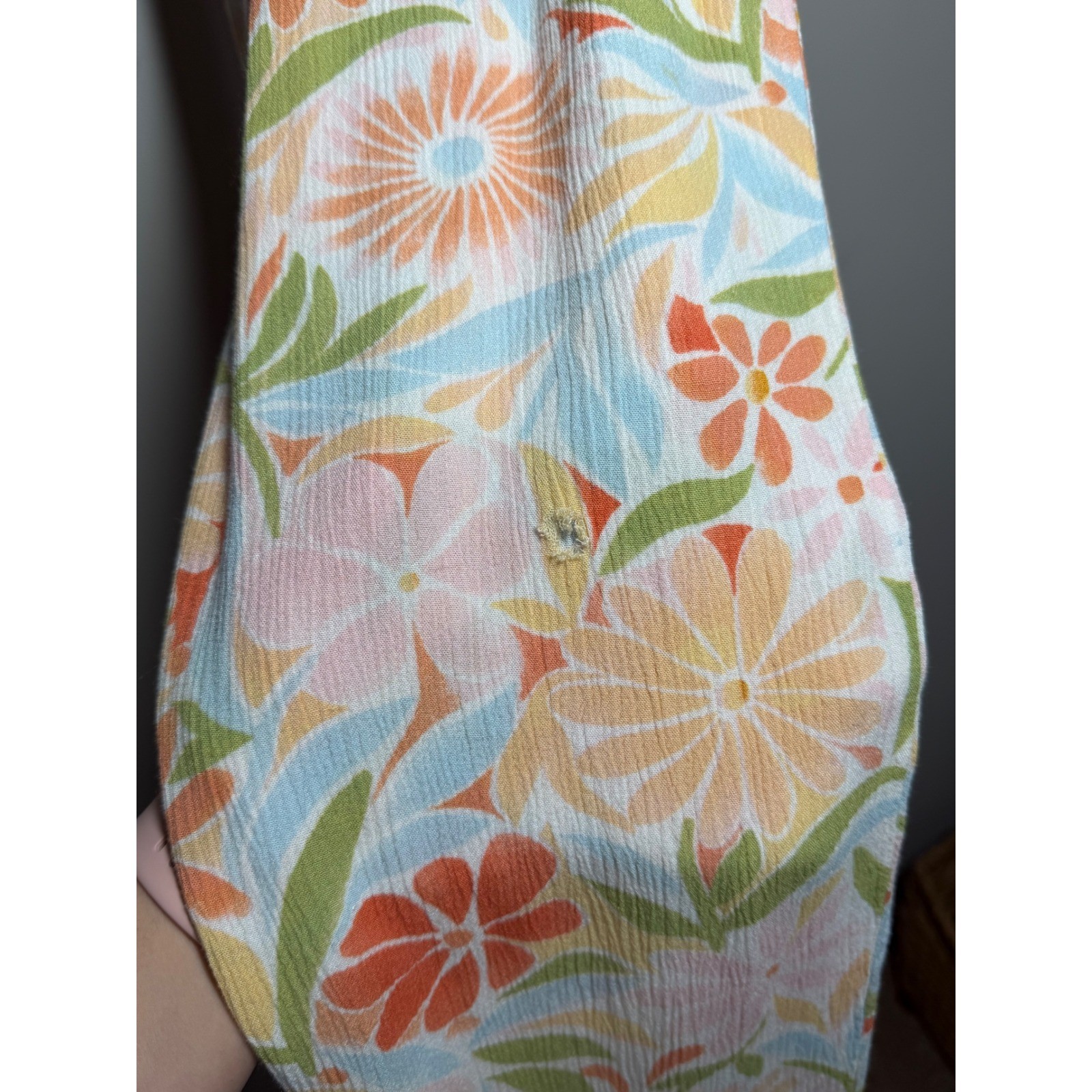 Billabong Floral Smocked Wide Leg Jumpsuit Orange Blue Ruffle BSFHH01S-450