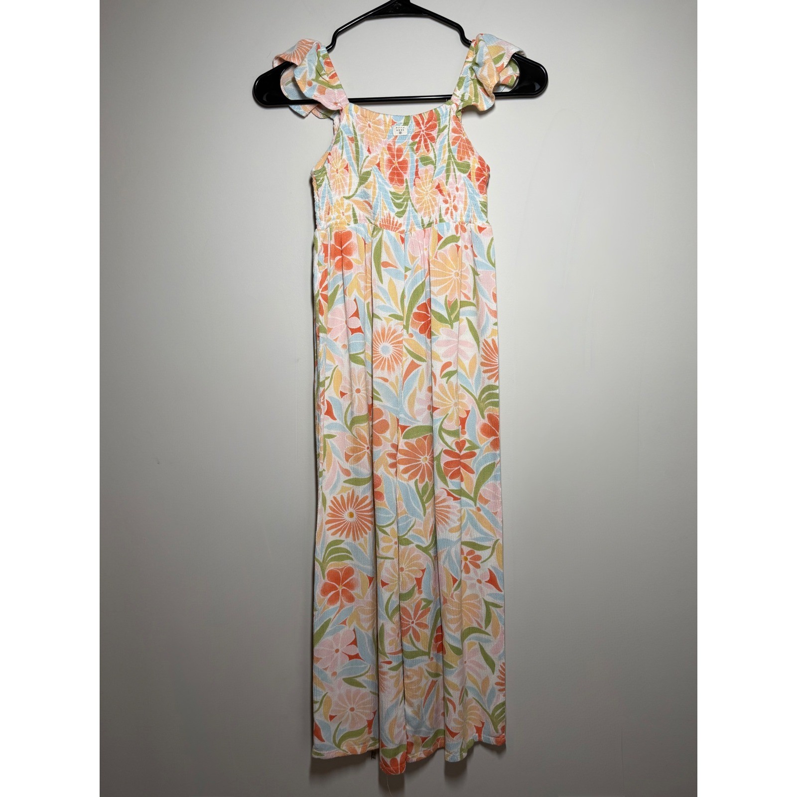 Billabong Floral Smocked Wide Leg Jumpsuit Orange Blue Ruffle BSFHH01S-450