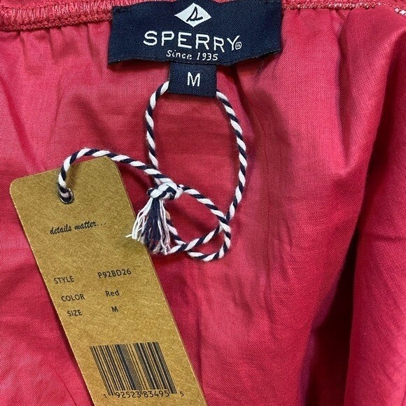Sperry Romper Size Medium Red Eyelet Sleeveless Coastal Boho Beachy NEW Resort