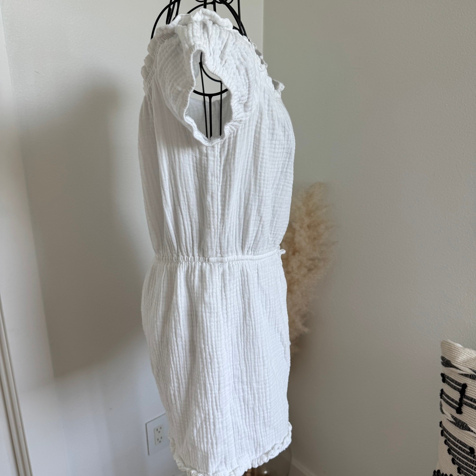BP White Off Shoulder Gauzy Cotton Romper Medium Summer, Beach, Loungewear