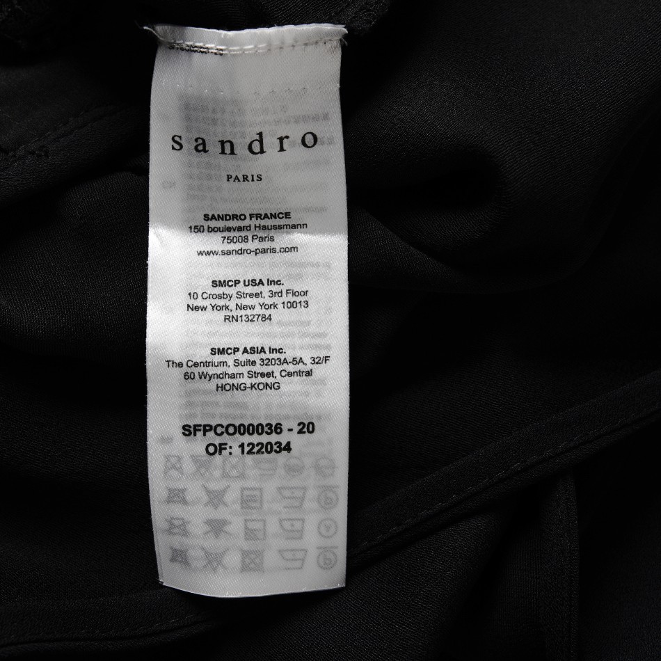 Sandro Paris jumpsuit black viscose size 34 XS women’s V-neck SFPCO00036