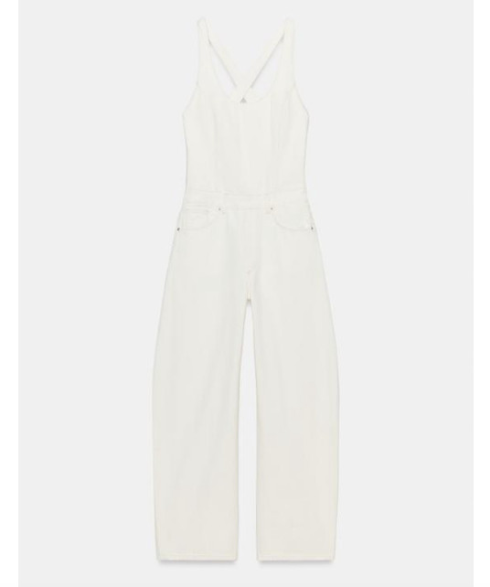 Zara TRF STRAPPY DENIM JUMPSUIT Oyster White Size XS-XL 8727/082/251