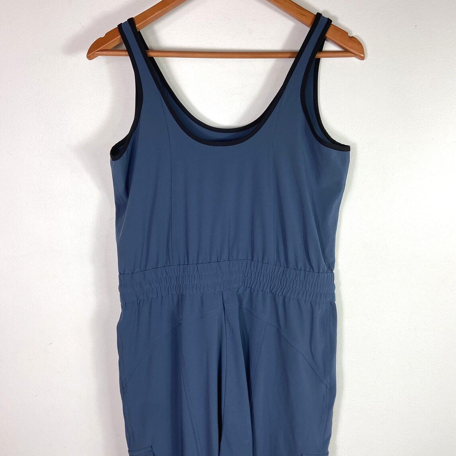 Athleta Unbound Jumpsuit Iron Blue Sz S Lightweight Jogger Zip Pockets