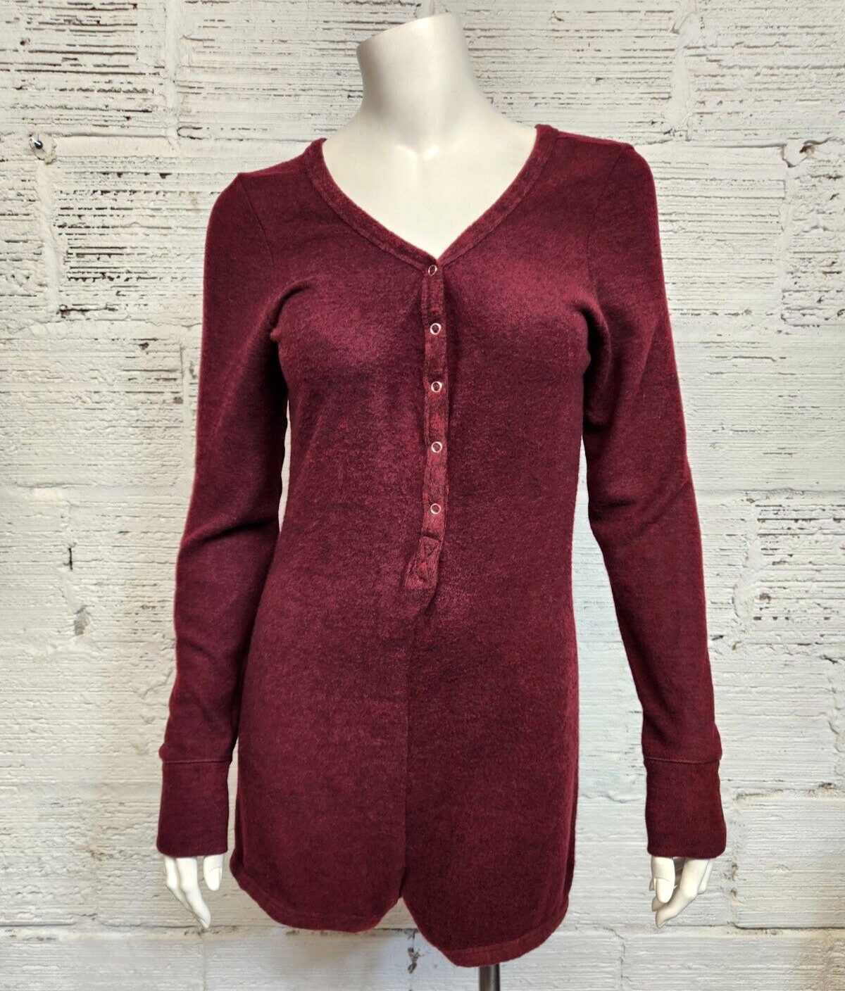 NWT BeWicked Long Sleeve Burgundy Romper One Piece Jumpsuit Plus Size 3X