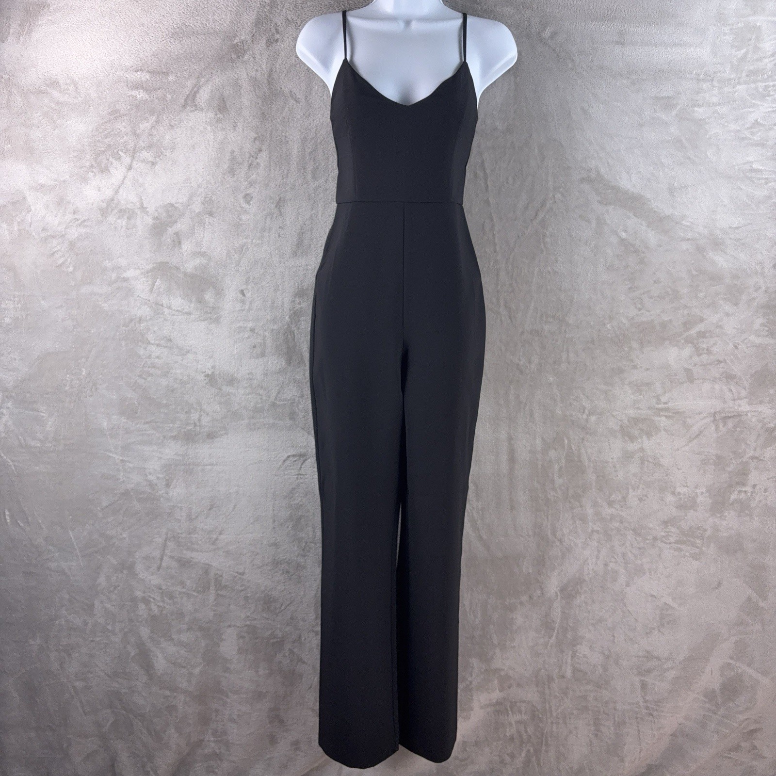Lovers + Friends Norrie Jumpsuit Womens Size XS Black Wide Leg Spaghetti Strap