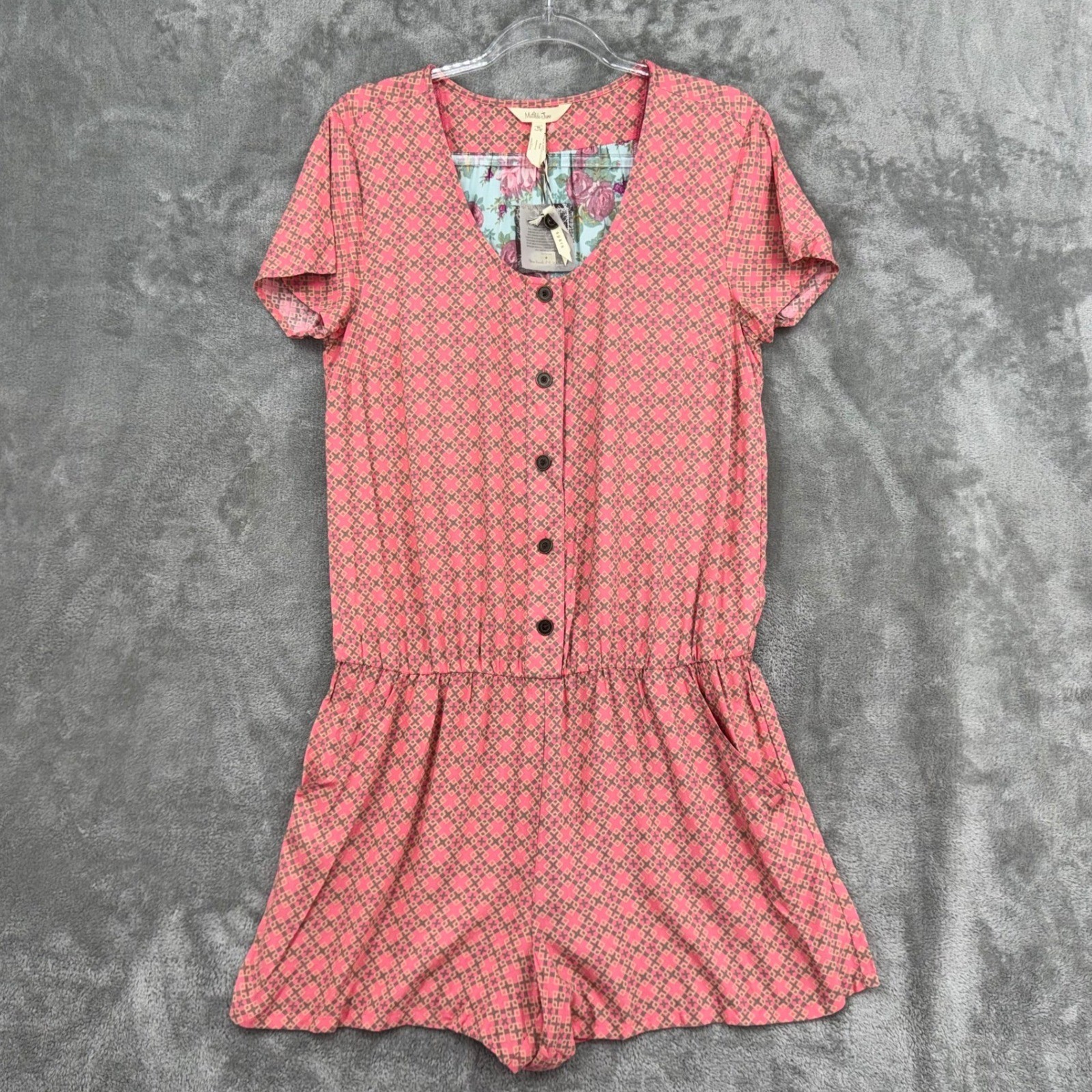 Matilda Jane Romper Womens Medium Floral Boho Coquette Feminine Pockets Pink New