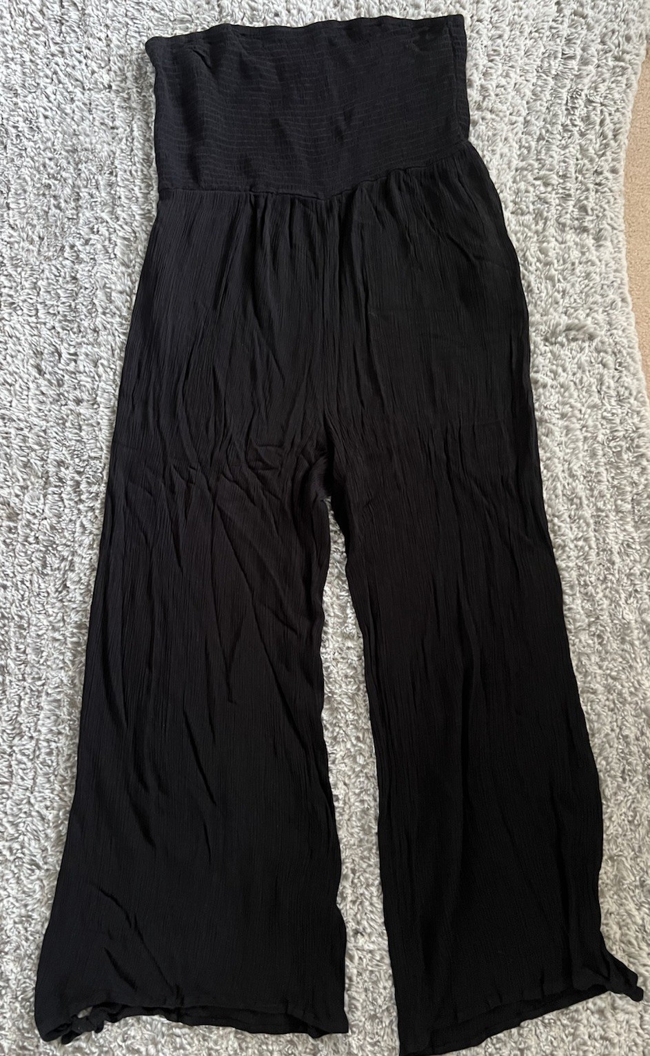 City Chic Halter Wide Leg Jumpsuit Women’s 18 Black Textured Pull On