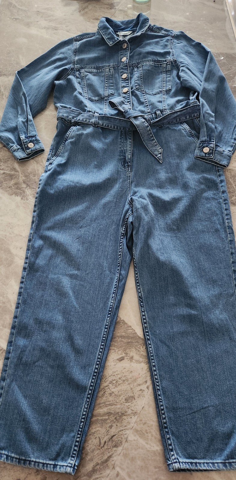 M&S Denim Belted Jump Suit ~ Size 14 Regular