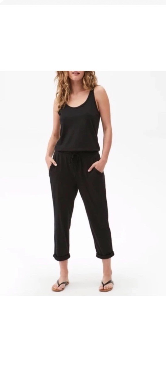 Michael Stars Tank Jumpsuit With Drawcord In Black SZ M