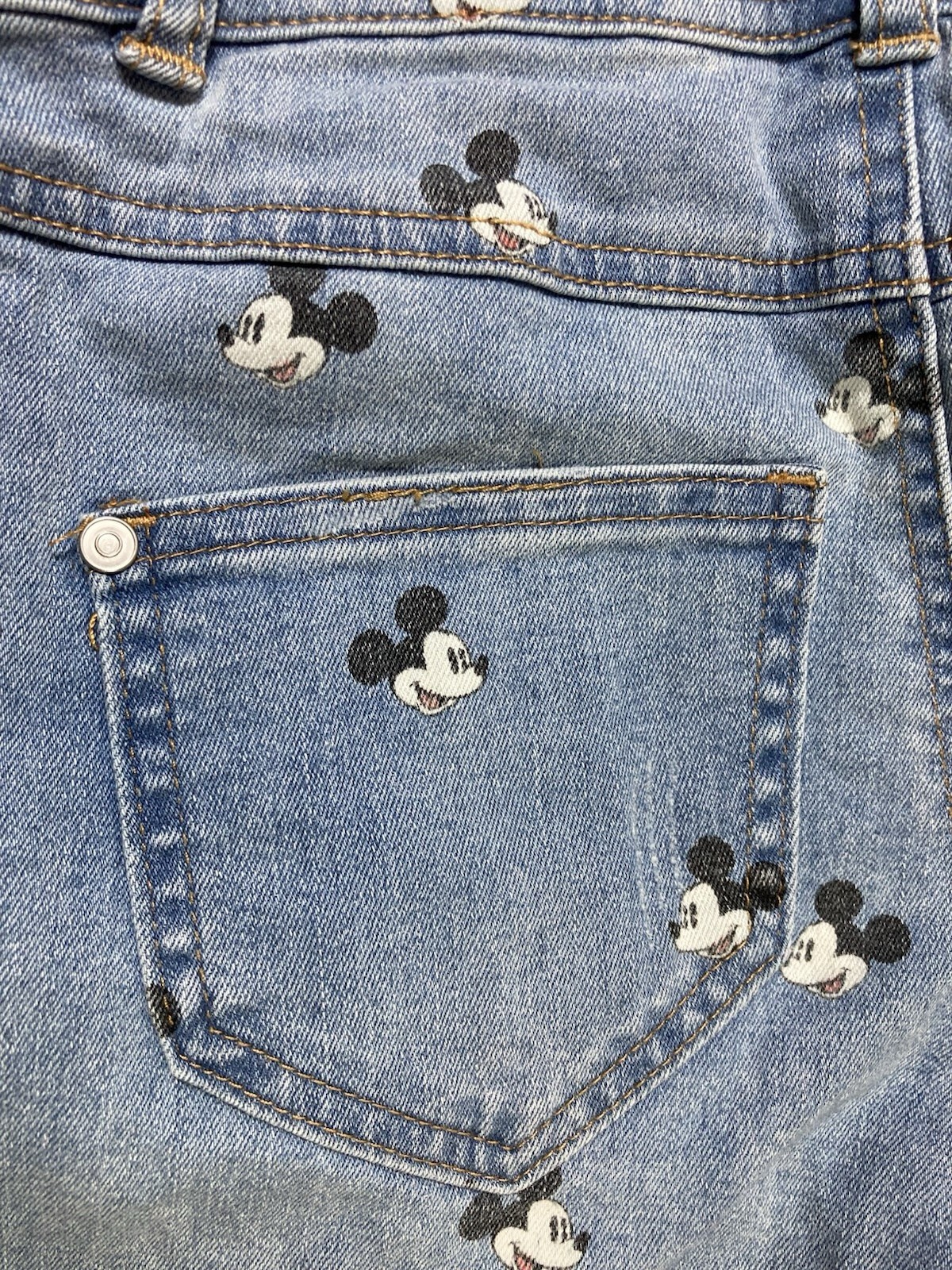 Disney Parks Mickey Mouse Denim Short Overalls Bib Shorts Womens XS EU S
