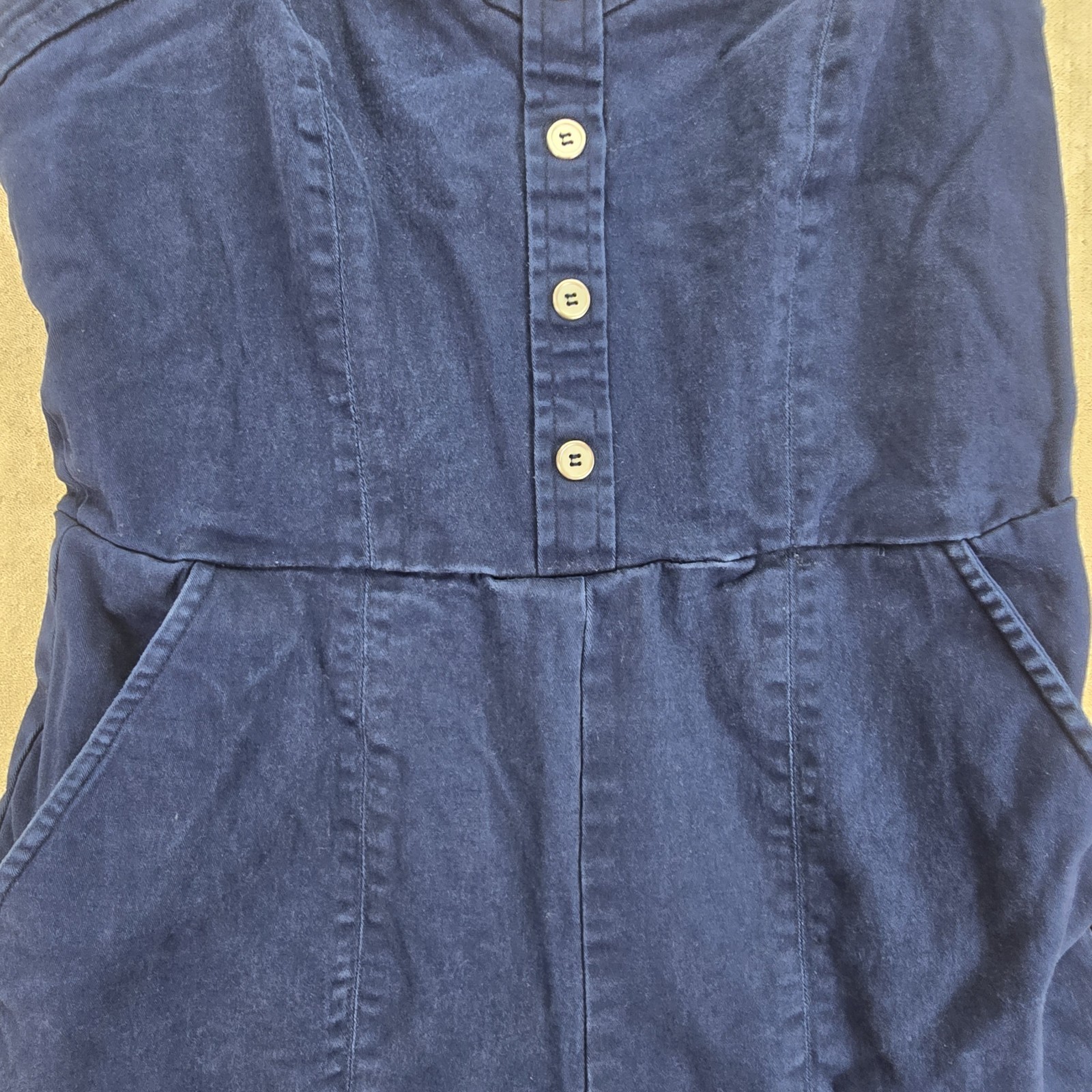 Copper Key Womens 60s Style Tank Top Shorts Romper Navy Blue Size Small