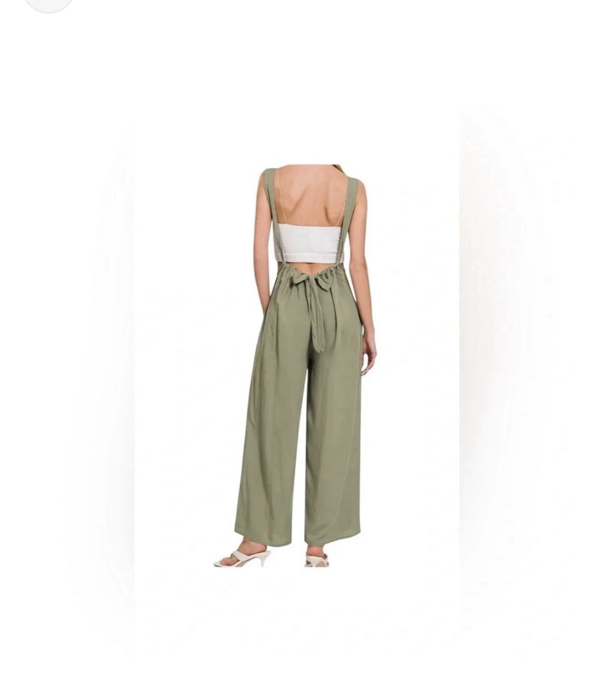New Zenana Tie-back Suspender Jumpsuit Boho W/Pockets Grey Size Large L