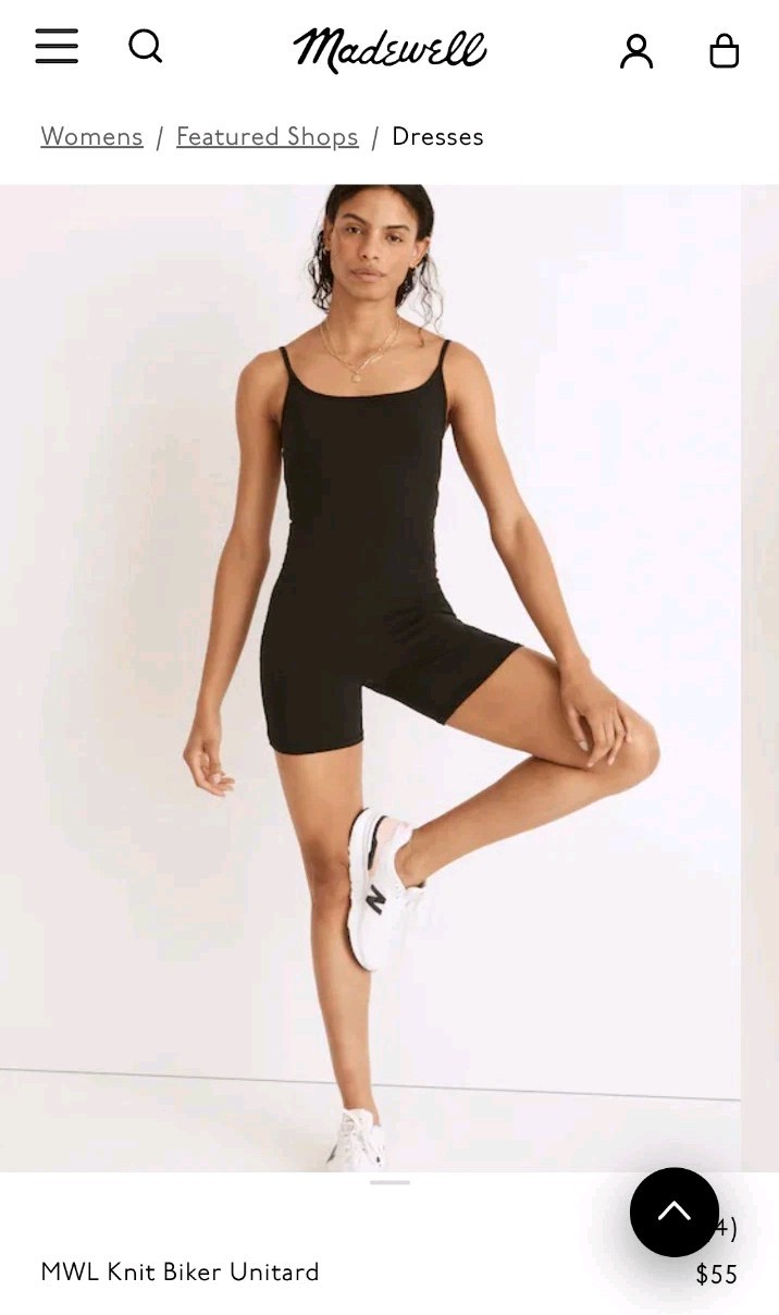 Madewell MWL Knit Biker Unitard Romper Black Size XL Cotton Blend Stretch…