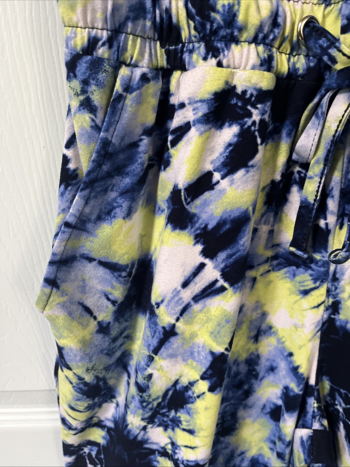 Eye Candy Women Sz. S Blue/Green Jumpsuit Romper Sleeveless Elastic Waist Pocket