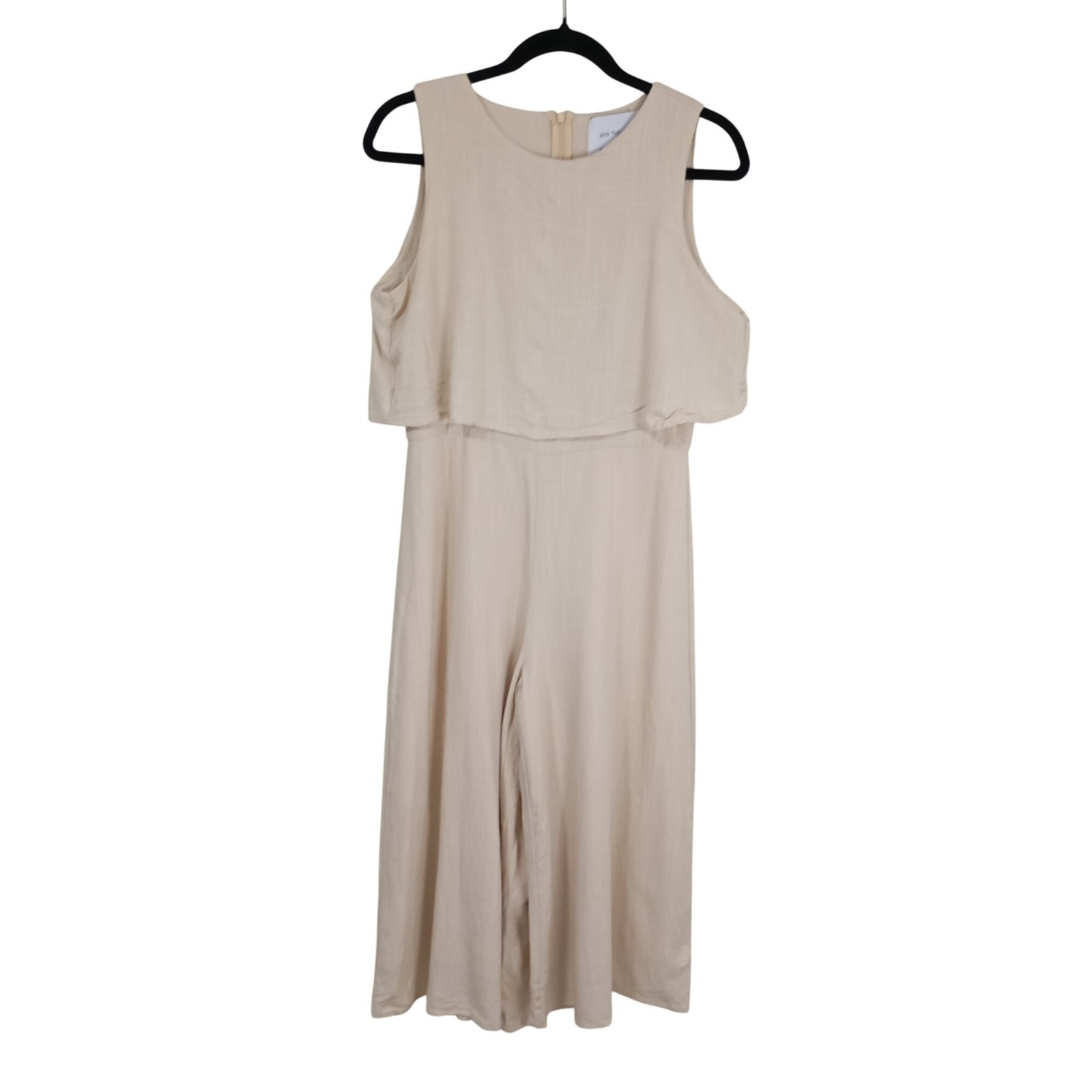 MVN The Label Jumpsuit Beige Sz M Linen Blend Relaxed Fit Lightweight Fabric