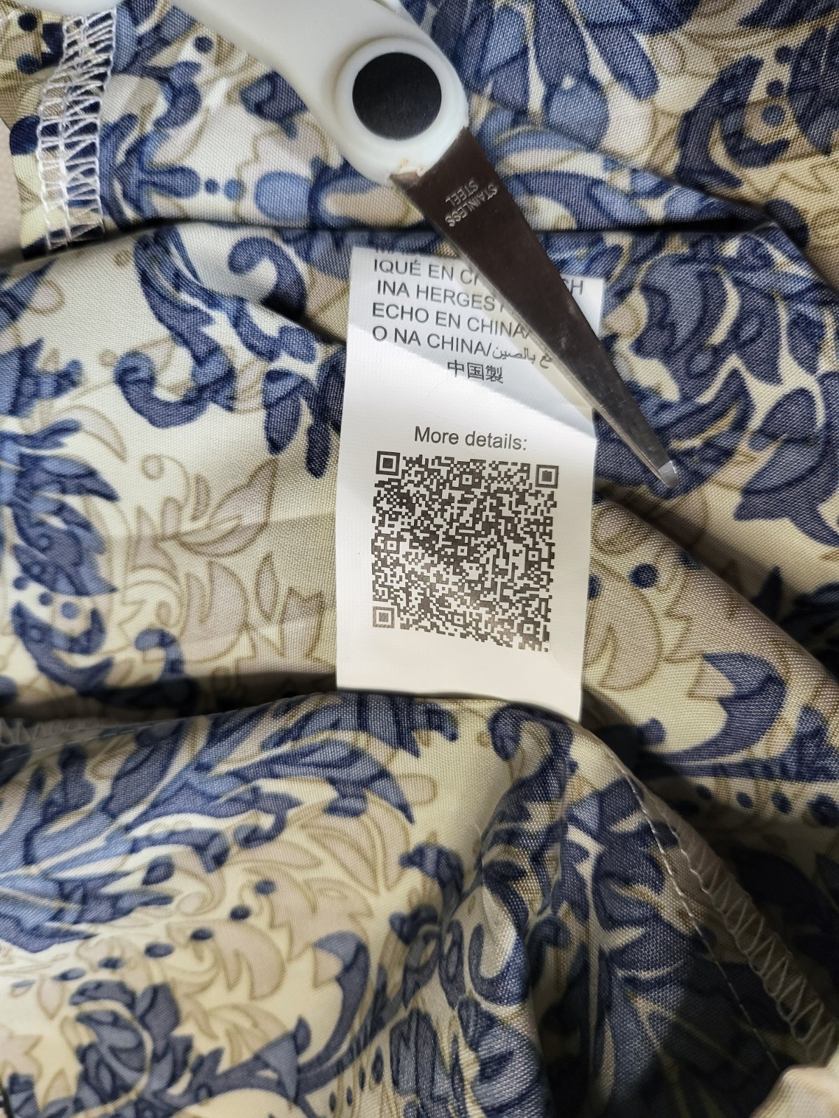 SHEIN Blue & White Damask Ruffle Strap Smocked Romper – Size M (US 6)
