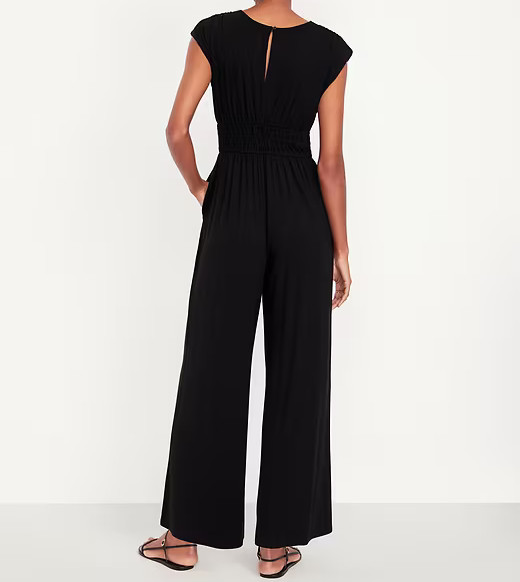 OLD NAVY NWT Most Popular WOMEN’S BLACK Waist-Defined Wide-Leg Jumpsuit XS Tall