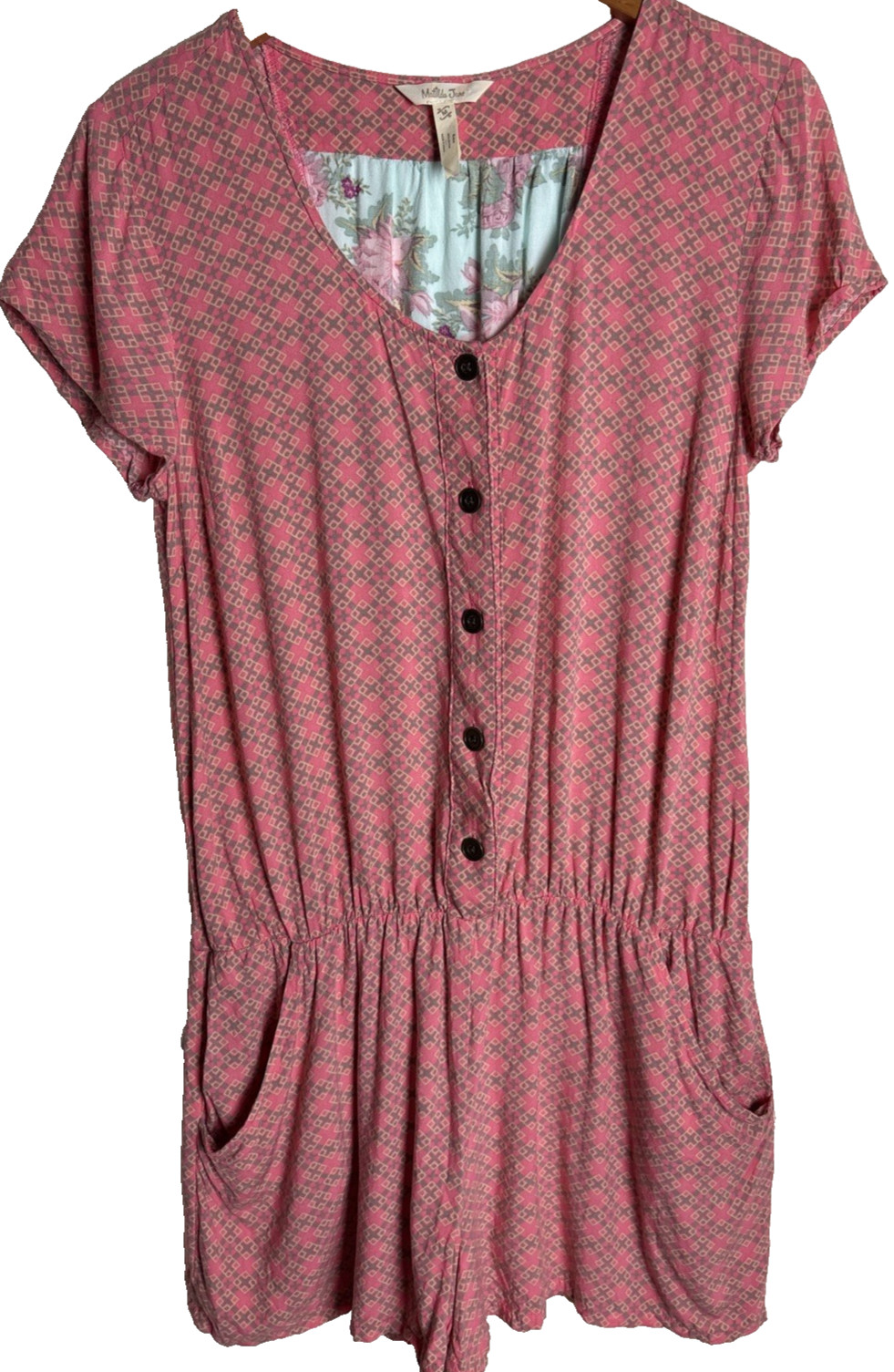 Matilda Jane Floral Back Romper Womens Medium Pink Cottage Feminine