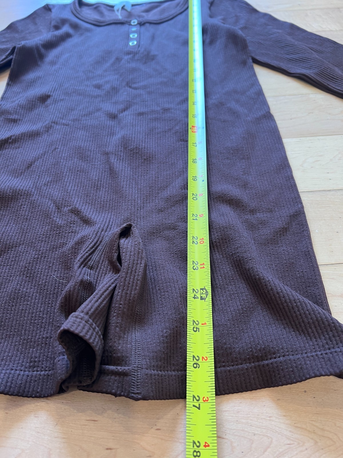 ANWND Coffee Brown Ribbed Knit Henley Romper Loungewear M/L NWT Athleisure Fit