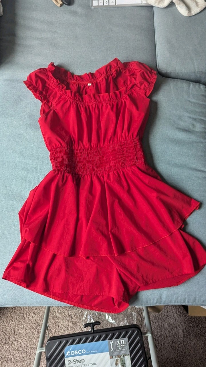 Amazon Red Ruffle Romper Women’s Off the Shoulder