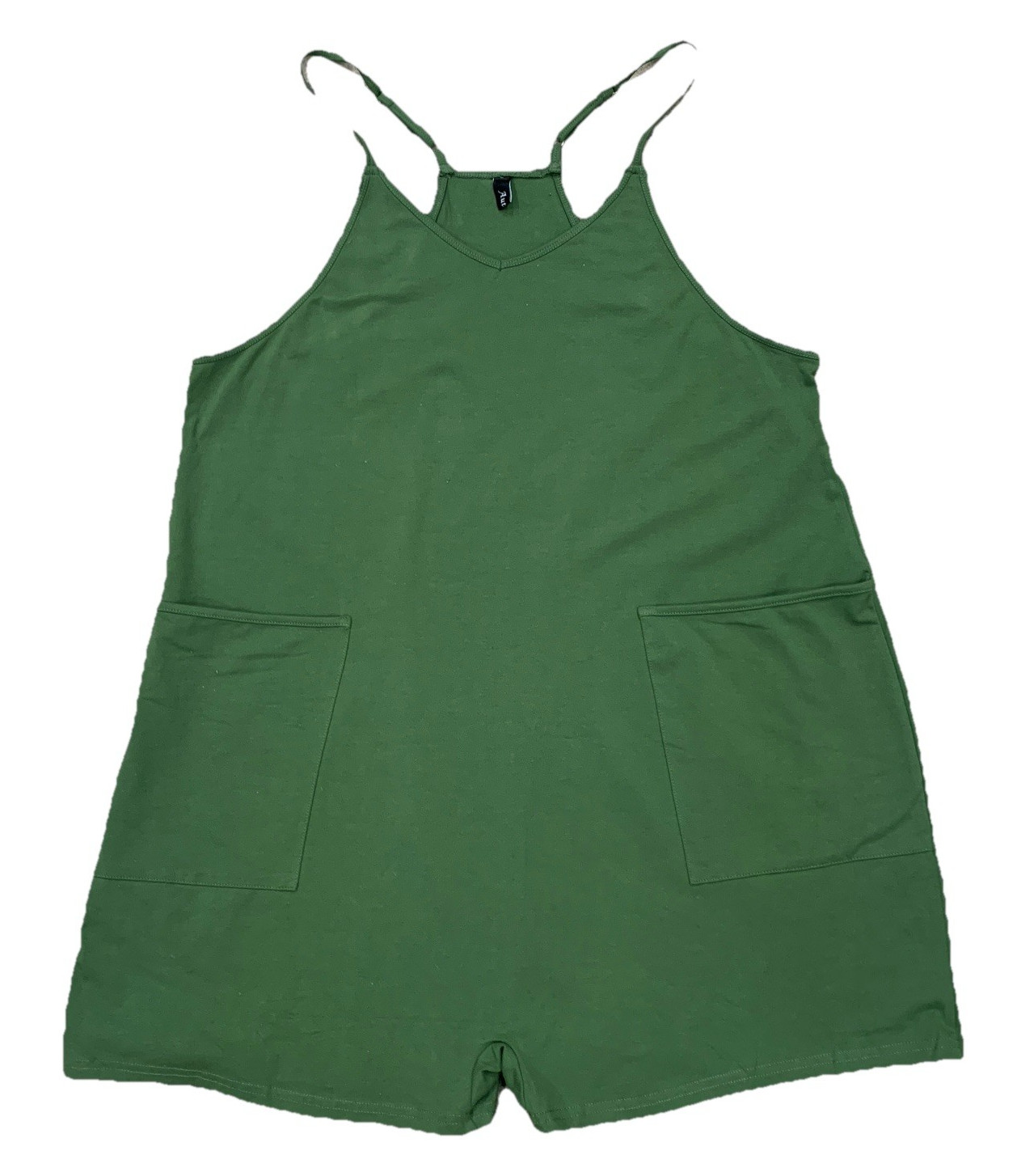 Romper womens Adjustable Spaghetti Straps Pockets Army Green Stretch Automet szL