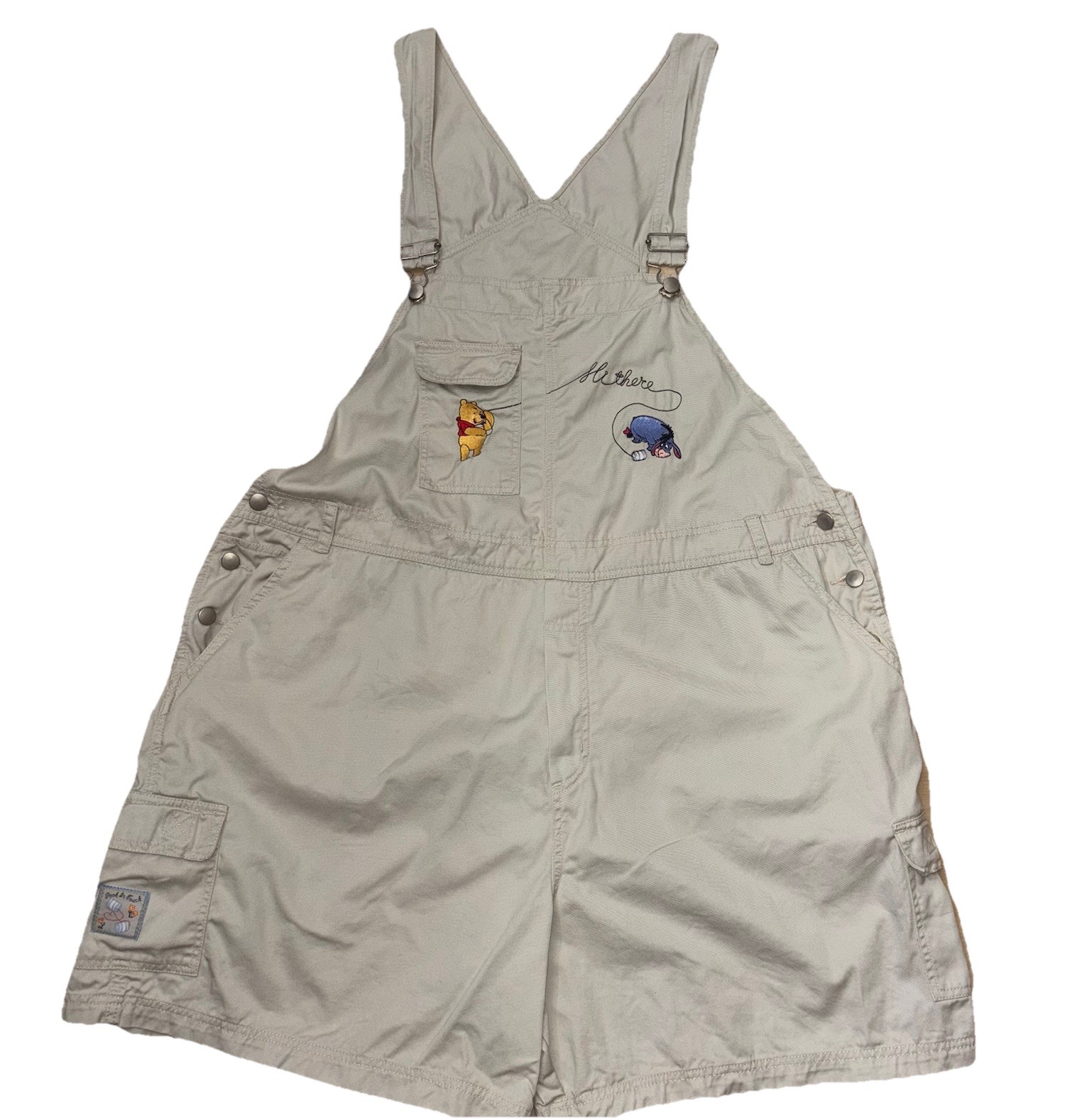 Vintage’90s Disney Winnie the Pooh Embroidered Tan Overall Shortalls Sz 14W 16W