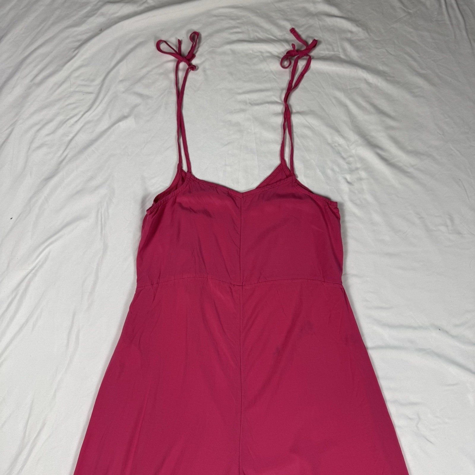 Old Navy Jumpsuit Pink Wide Leg Spaghetti Strap Rayon Women’s XS Tall Stained