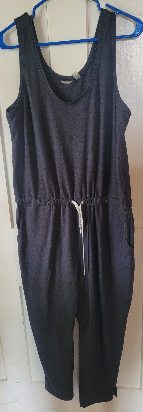 Zella Charcoal Gray Jumpsuit Tank Drawstring Waist Womens Size Large L