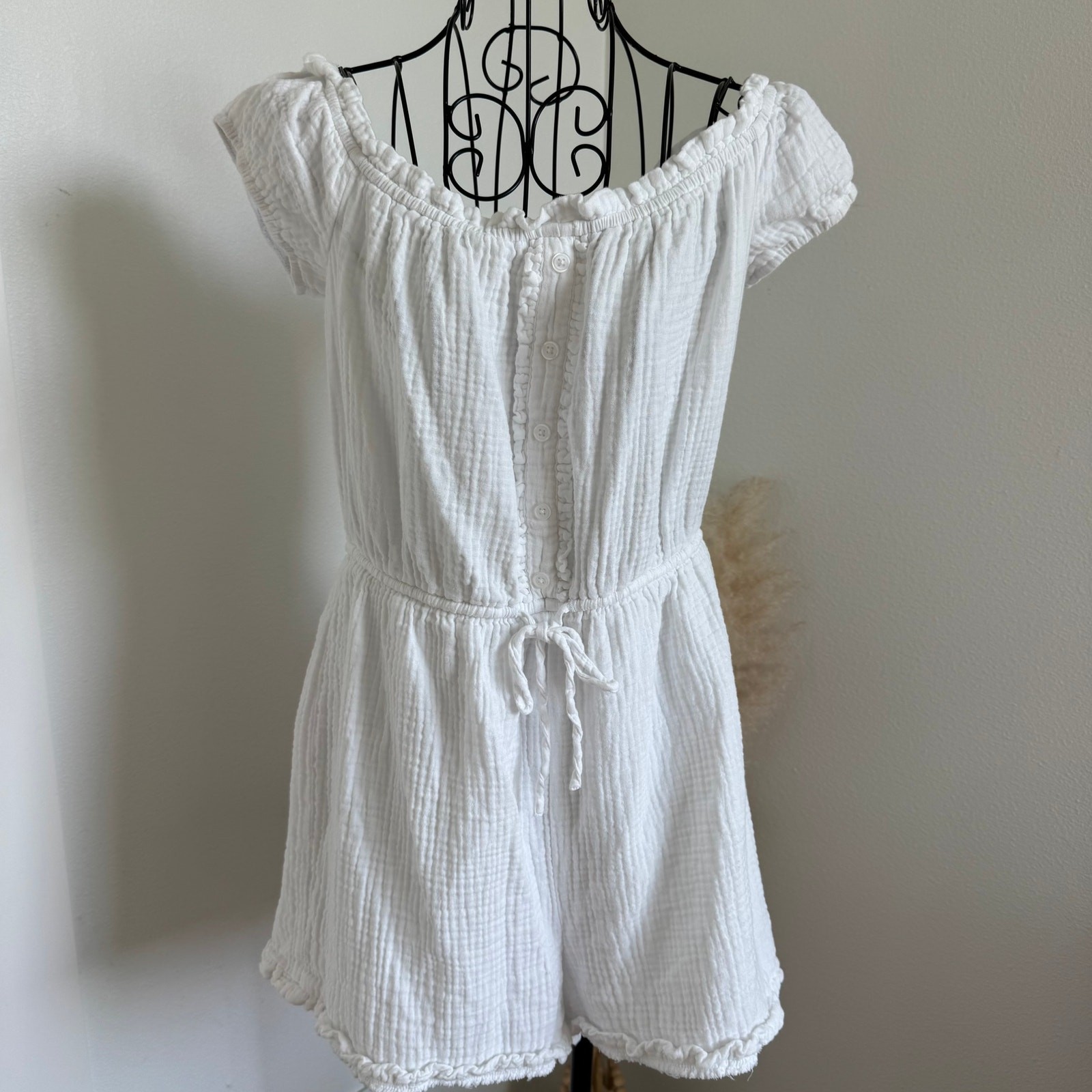 BP White Off Shoulder Gauzy Cotton Romper Medium Summer, Beach, Loungewear
