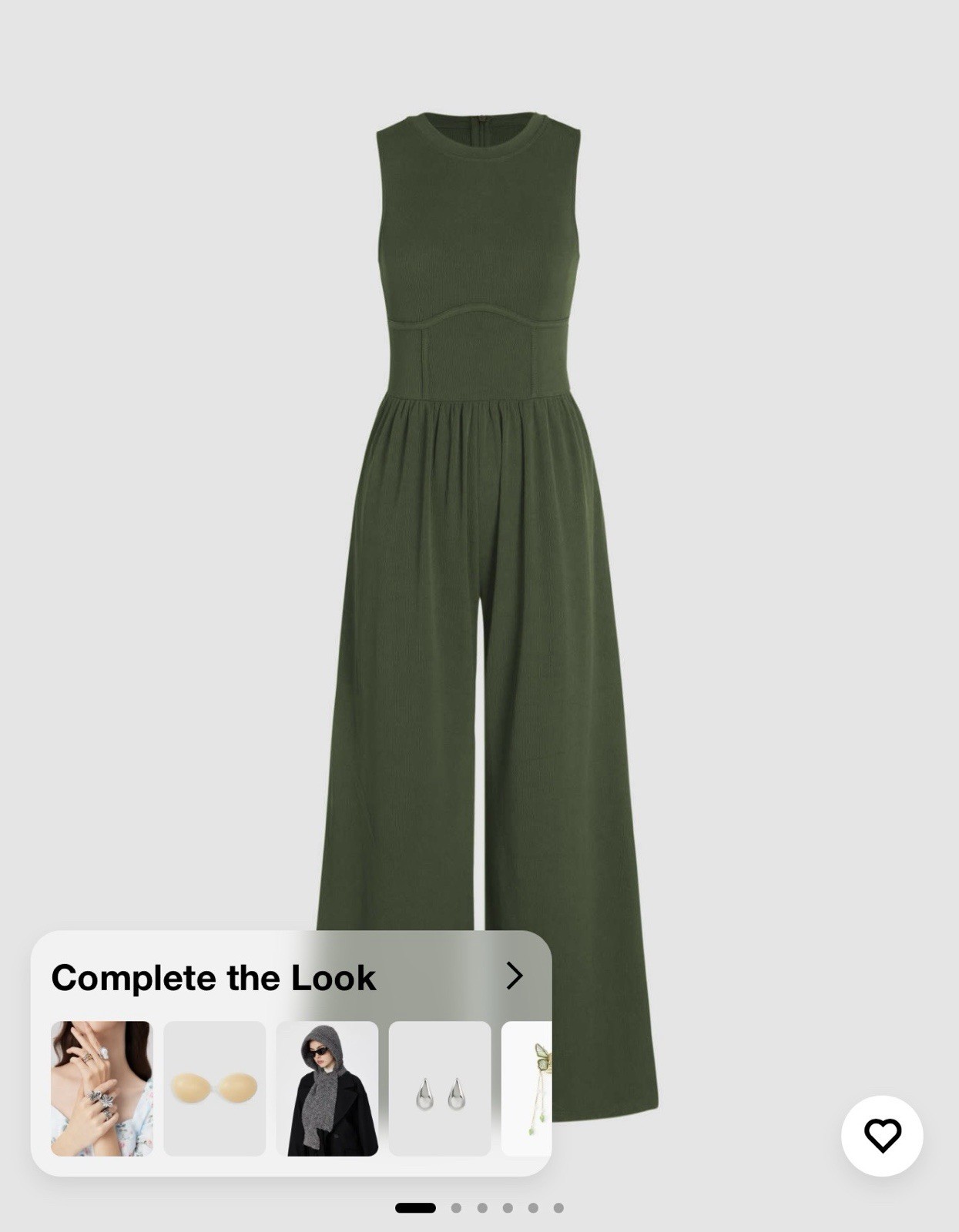 Ladies Cider Wide leg Jumpsuit Green Size Medium Zipper Back Detailed Waist