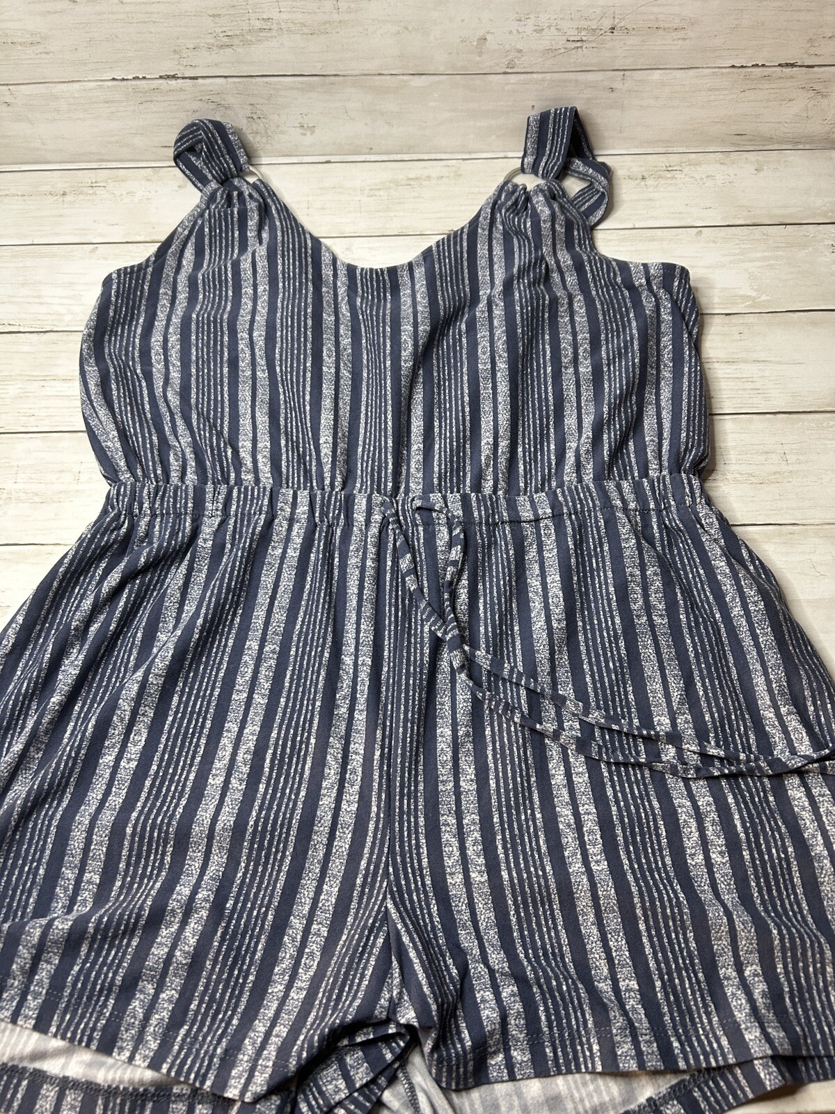 Derek Heart Blue and White Striped Romper Juniors XL