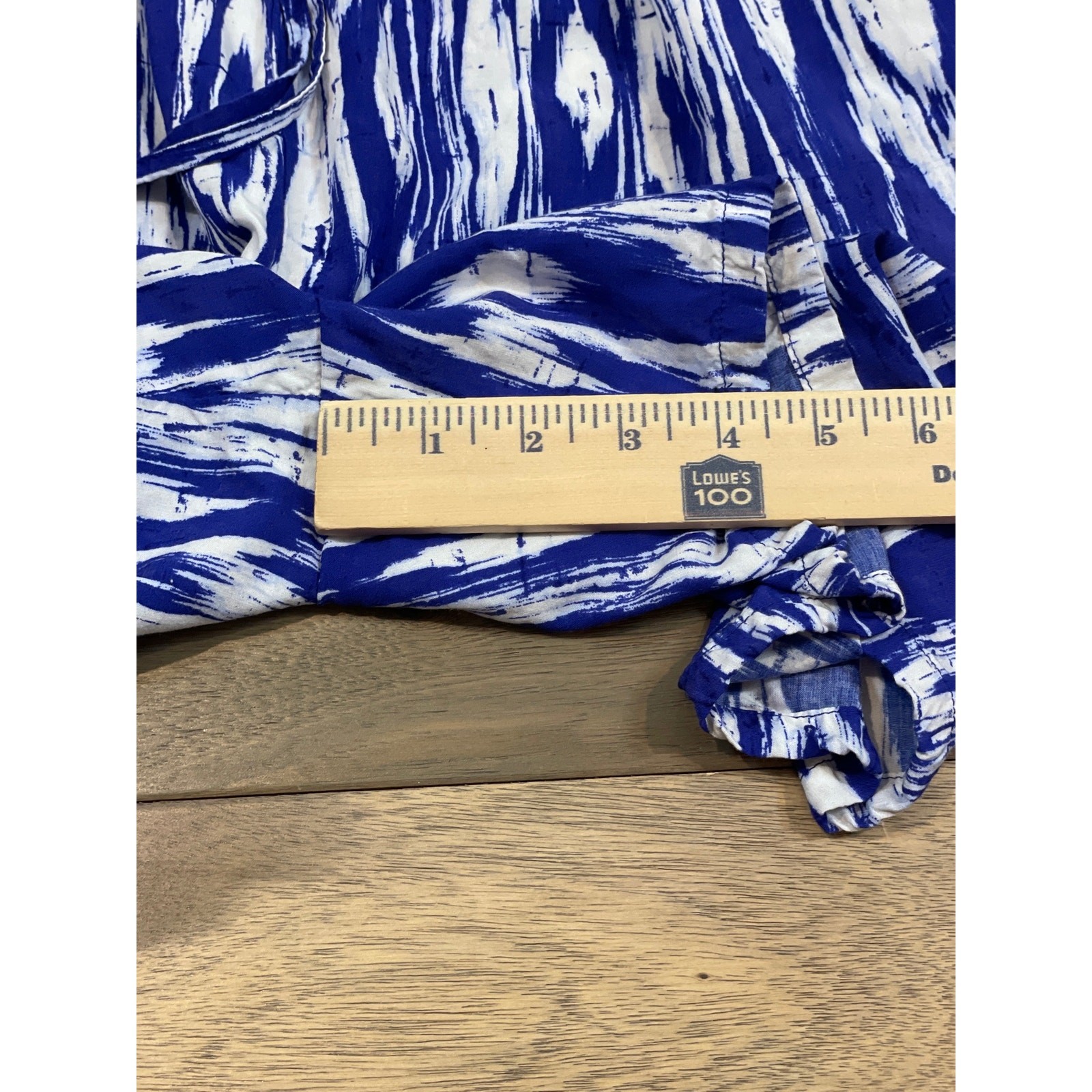 Tommy Bahama Size L Blue White Pattern Romper Adjustable Straps Elastic Waist