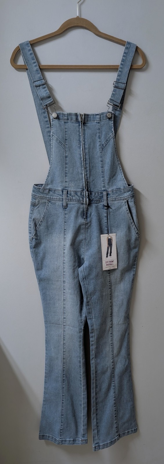 Vanilla Star Denim BIB Zip Front Overalls Stretch NWT S