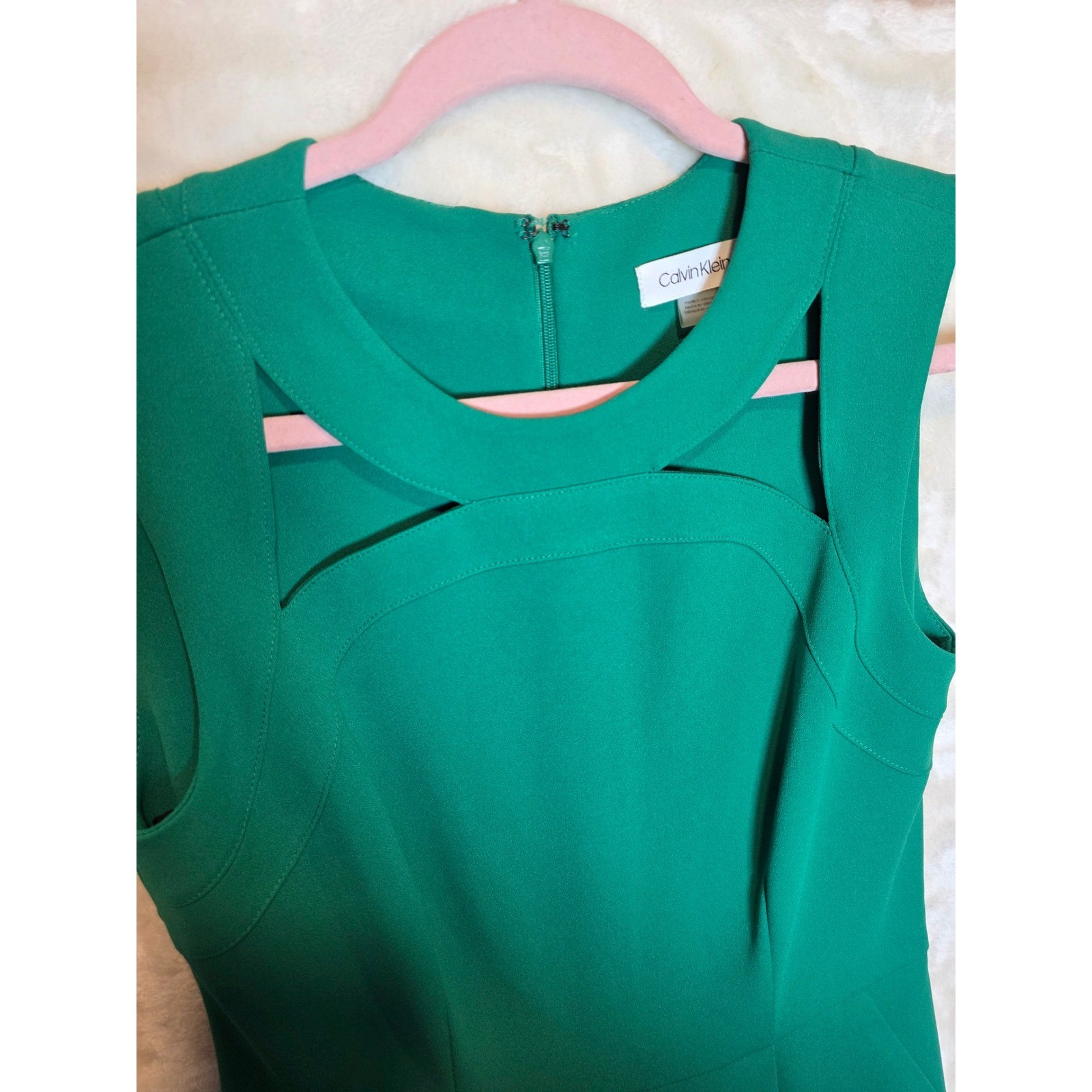 Calvin Klein Womens Emerald Green Cutout Neck Sleeveless Jumpsuit Size 4 RN54163