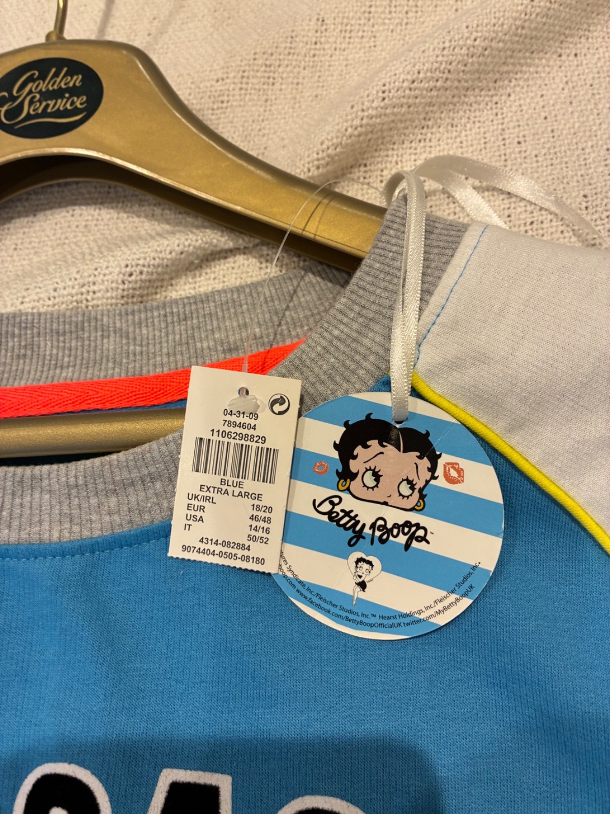 BNWT Betty Boop Girl Power adorable rare Pyjama Loungewear Set Grey/Blue XL