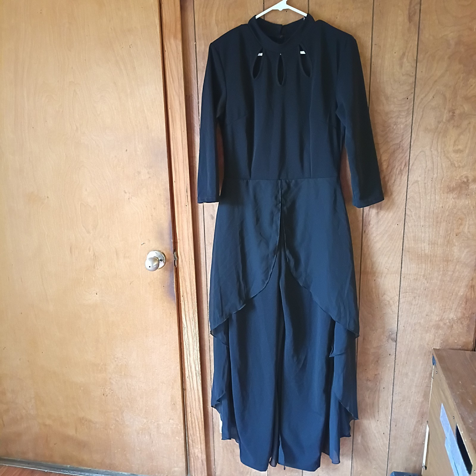 NWT Black Layered Palazzo Jumpsuit Dress Illusion Size L