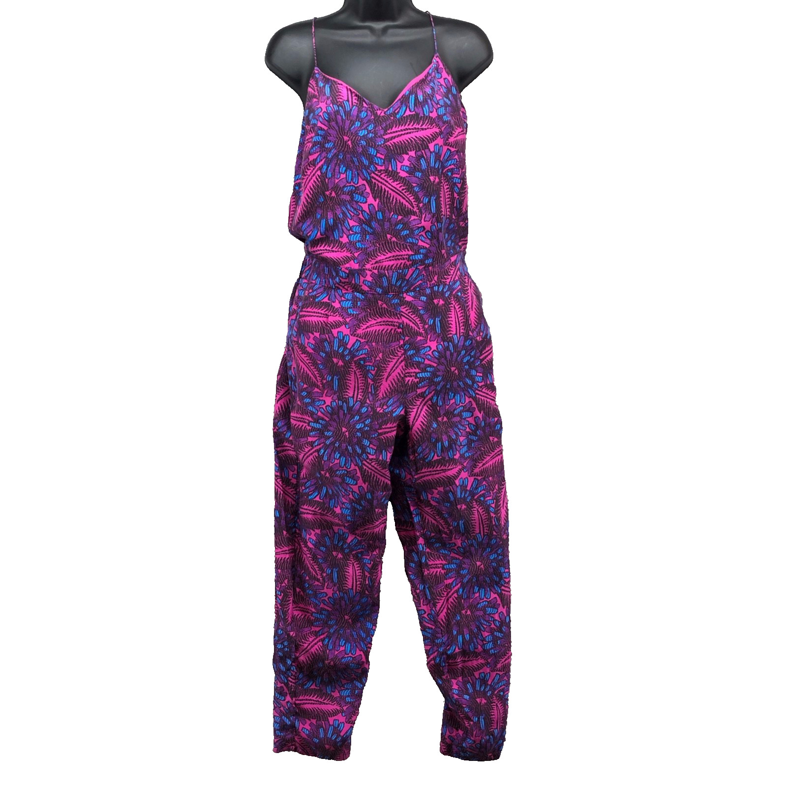 J Crew Jumpsuit Womens 6 Tall Pink Purple Tapered Leg Tropical Beach Resortwear