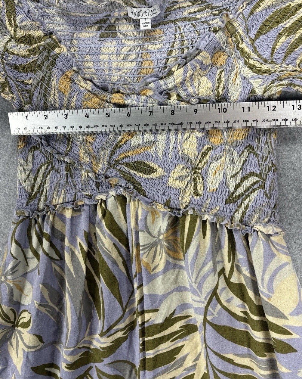 Patrons of Peace Romper S Smocked Tropical Boho Resort Pockets Rayon Flowy Beach