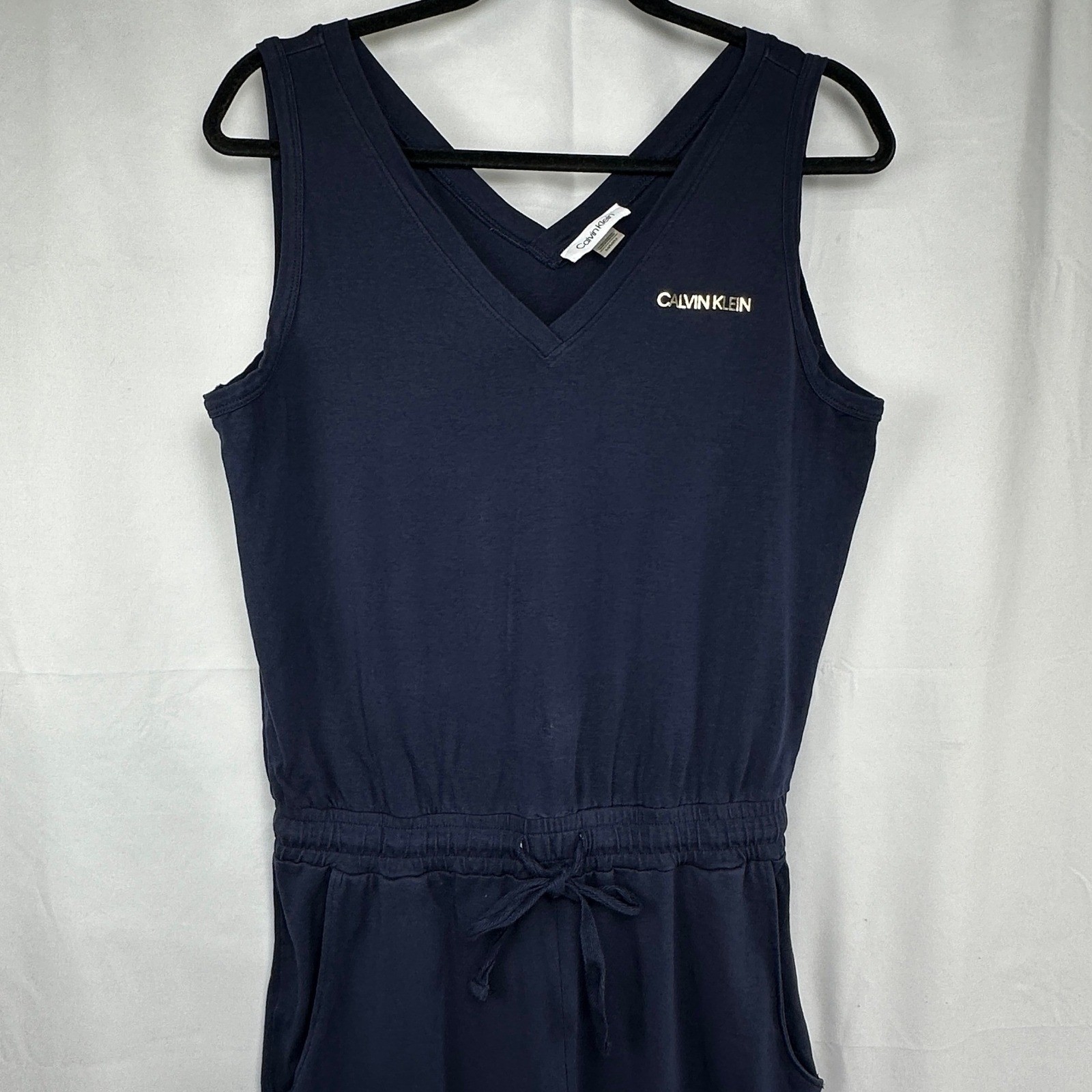 Calvin Klein Sleeveless Loungewear Athleisure Navy Blue Cotton Jumpsuit Comfy