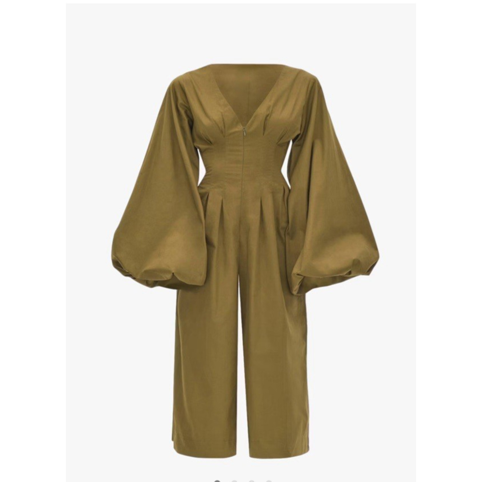 Andrea Iyamah Nia Culotte Jumpsuit 100% Cotton Olive Green Boho Size Small NWT
