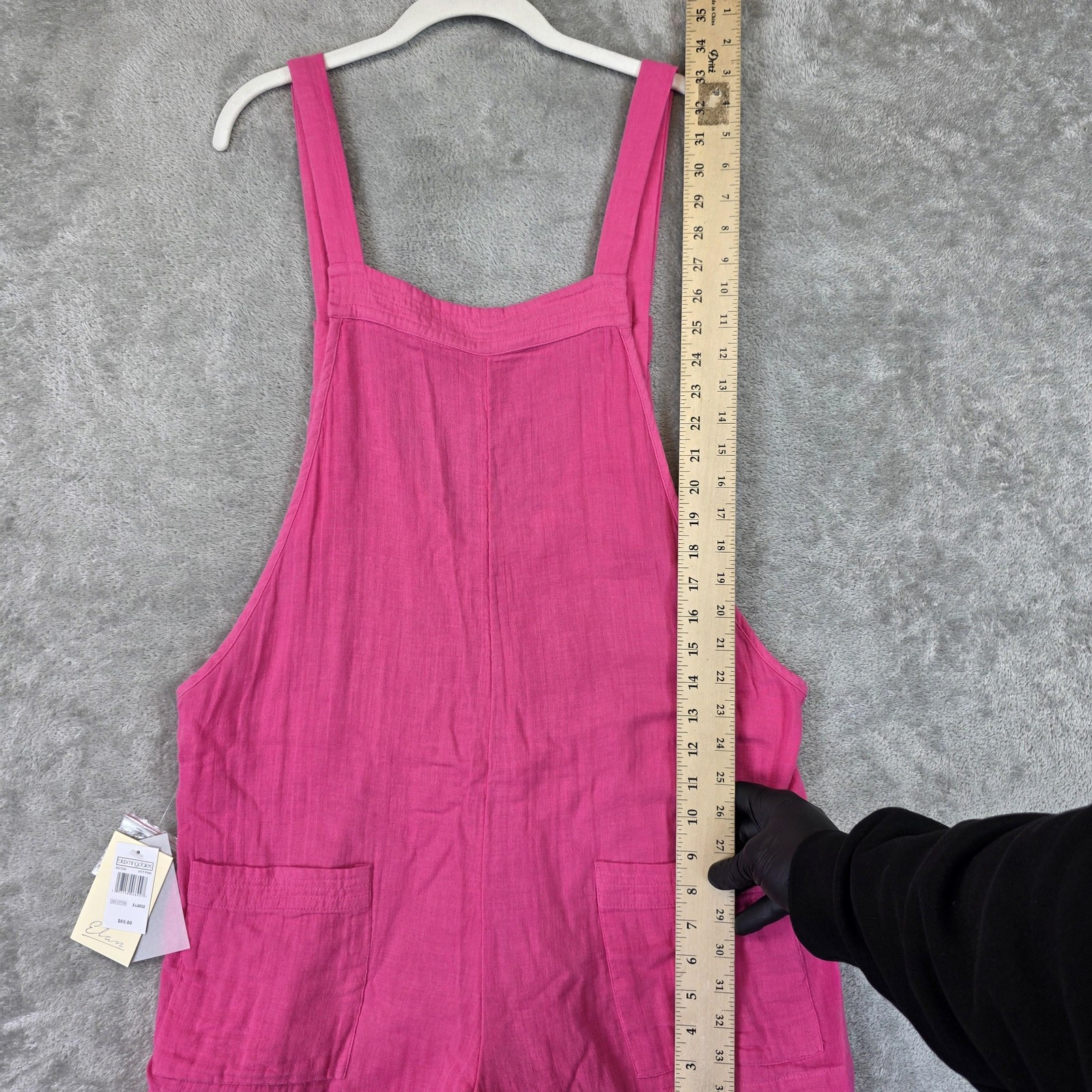 Elan Overall Romper Womens XL Pink Cotton Adjustable Straps Pockets Casual