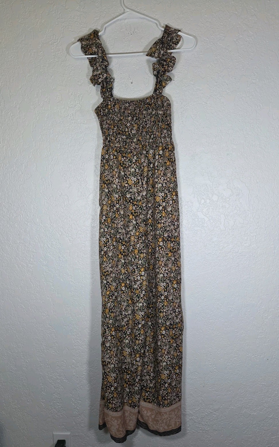 Audrey Parks Francesca’s Floral Ruffle Strap Cinch Jumpsuit Women’s Size XS