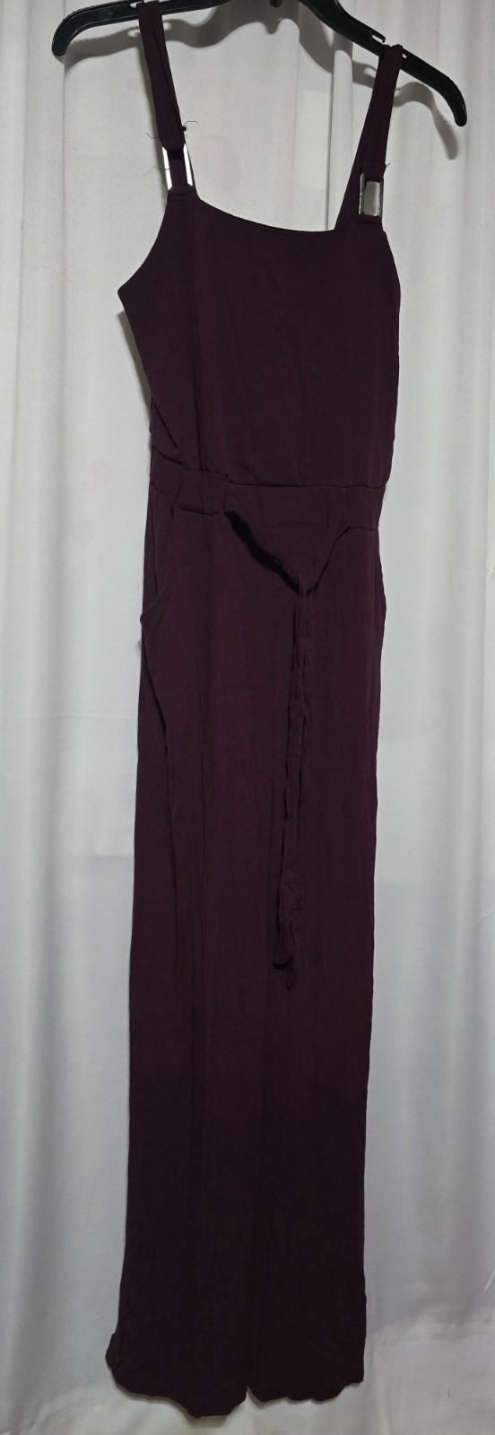 No Boundaries Plum Jumpsuit Side Pockets Size M ( 7-9) Stainless Accents