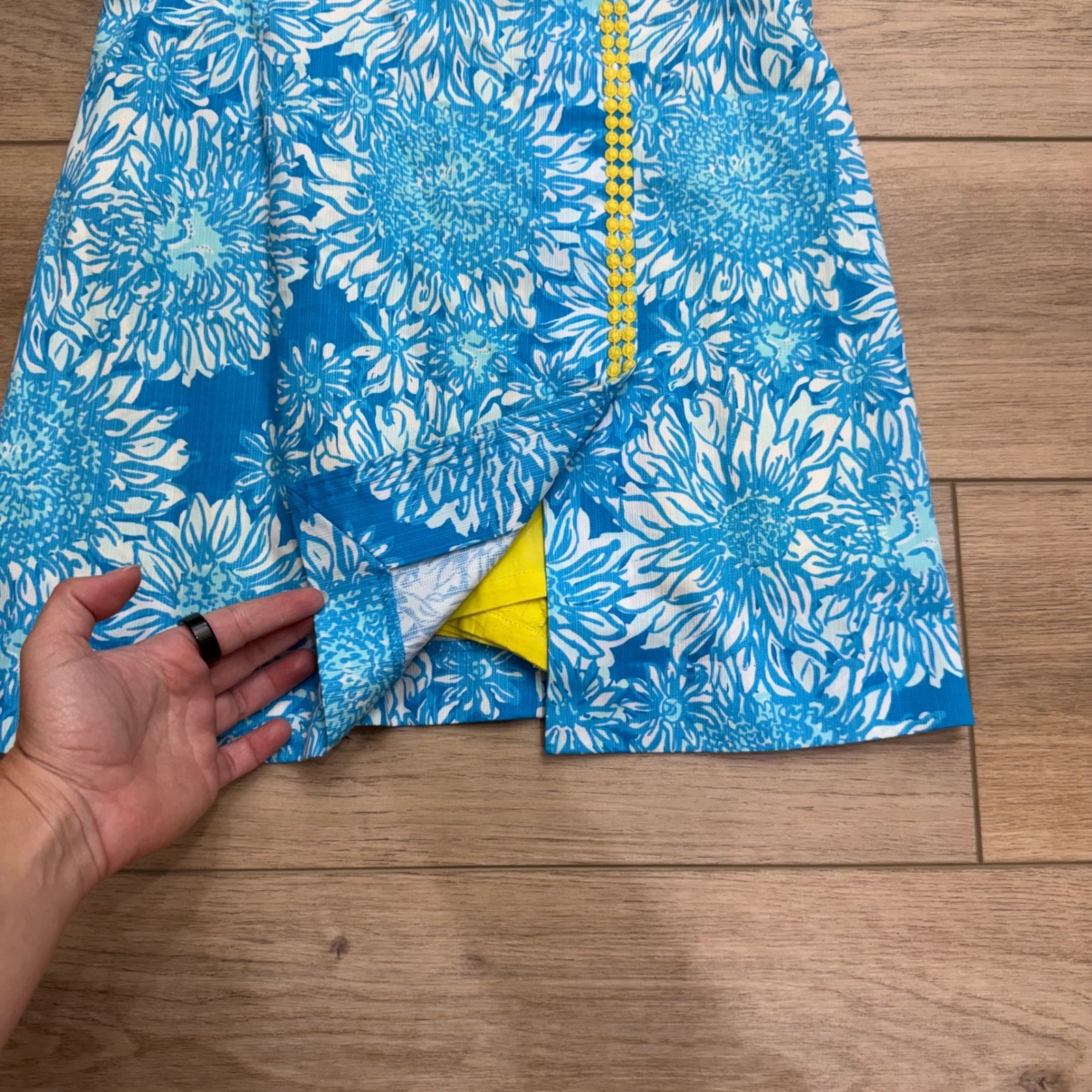Lilly Pulitzer Jesse Romper 4 In The Sun Blue Sunflower Print Skort Dress Trim