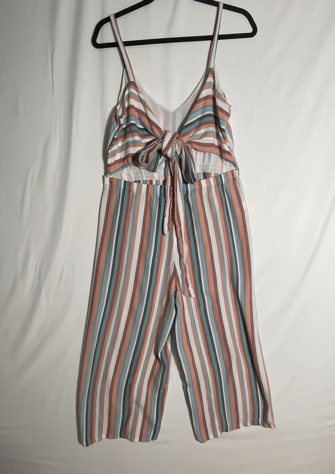 Womens Striped Jumpsuit Coastal Beach Resort Boho Chic Festival Colorful Sz M