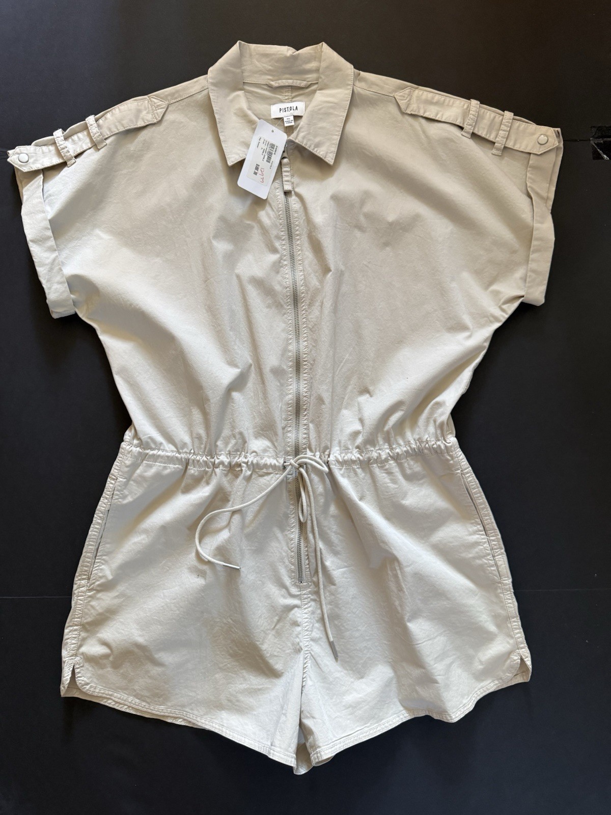 Pistola Meg Short Sleeve Zip Front Romper Womens Size XL In Marble NWT!