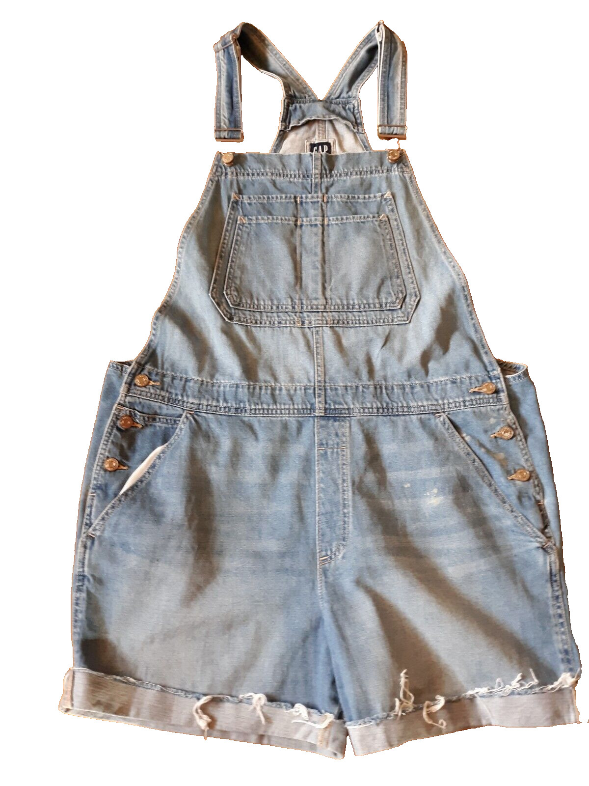 GAP Women’s XL Tall Denim Shortalls Distressed Hem A