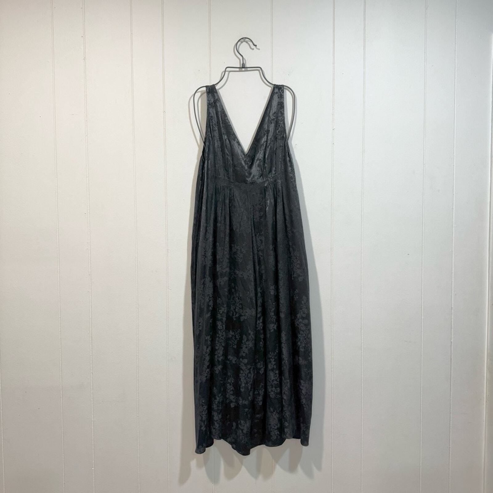 Free People XS Black Zuri Jumpsuit Extreme Wide Leg Silky Feel