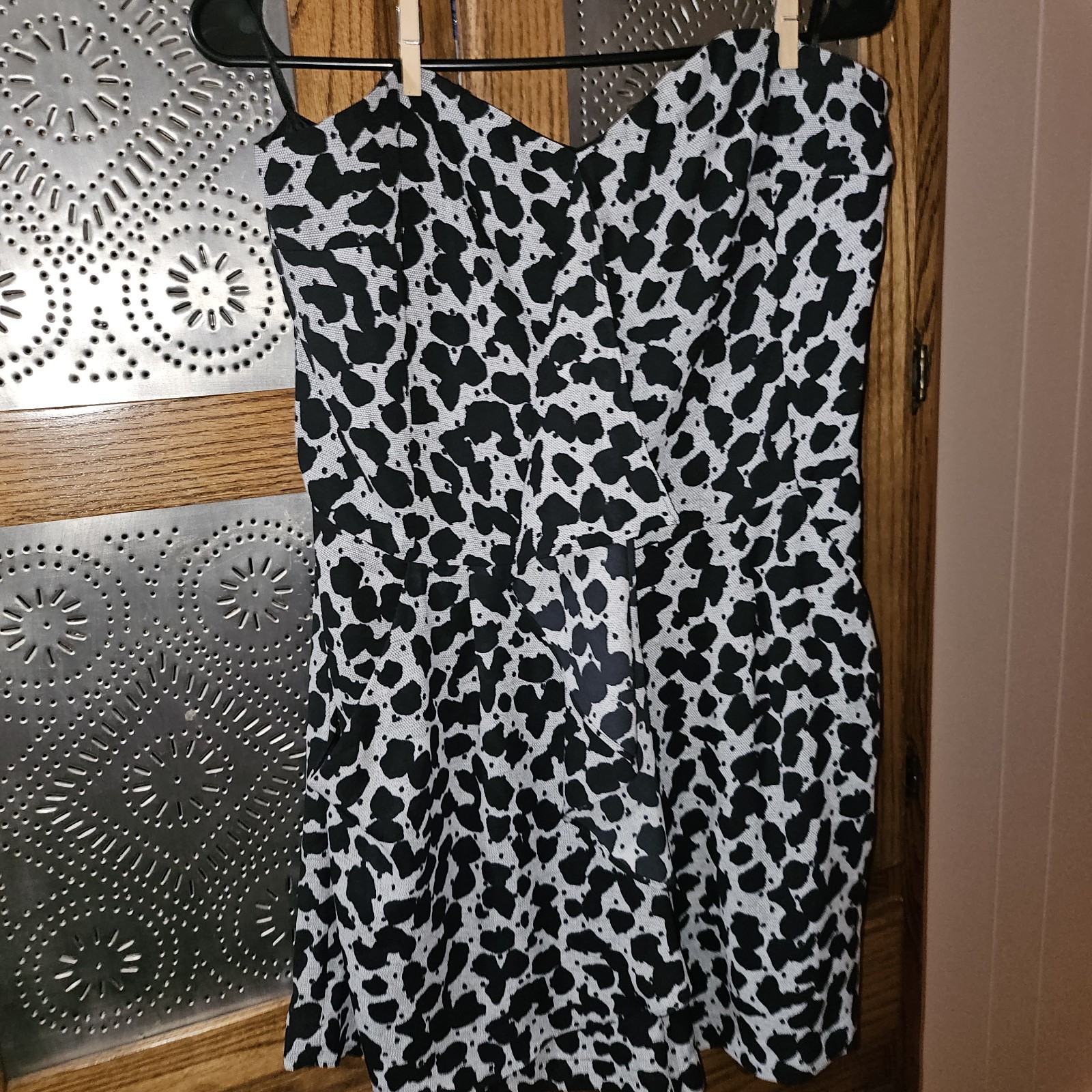 Express 1 Piece Romper. Black/White Animal Print, Strapless. Sz 10.Party, Cruise
